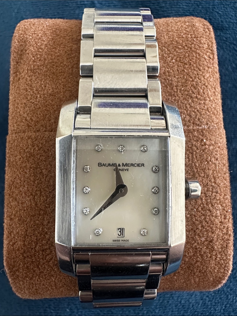 RARE Baume & Mercier Hampton Wristwatch w/Diamond Mother of Pearl Diamond Dial